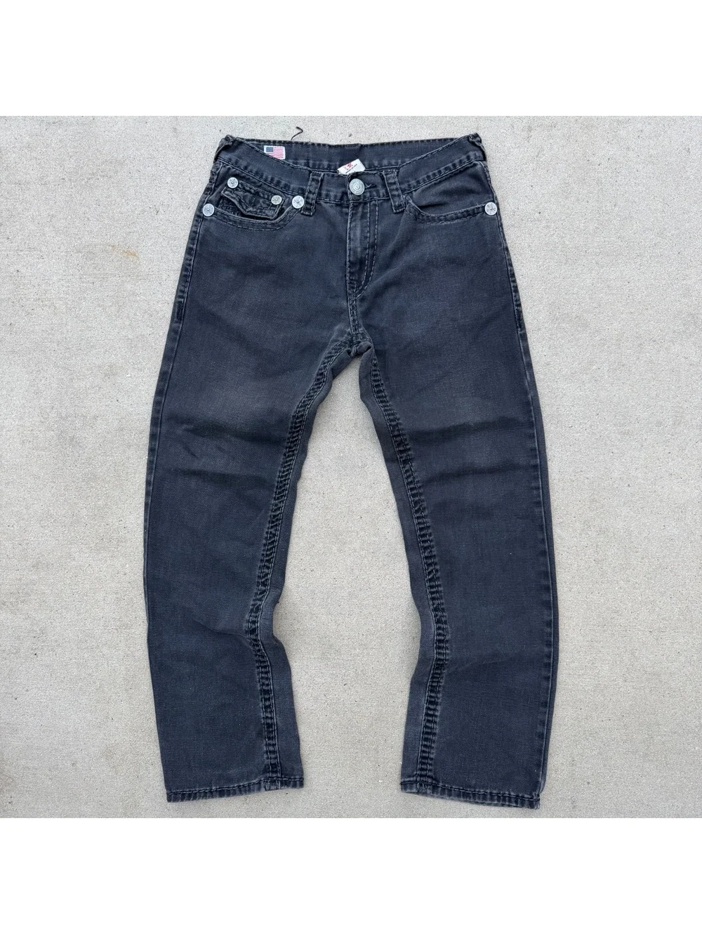 True Religion Jeans Men Waist 34 Black Distressed Casual